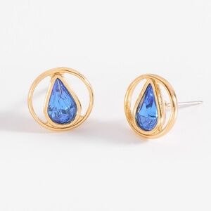 New Gold Plated Earrings with Sapphire Stone Elegant